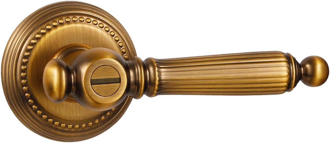 Antique Brass Door Handle for Bedrooms & Bathrooms - Zinc Alloy