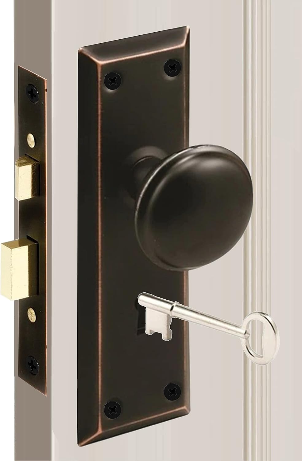 Mortise Key Lock Set with Classic Knobs - Oil-Rubbed Bronze, for Replacing Old Handles